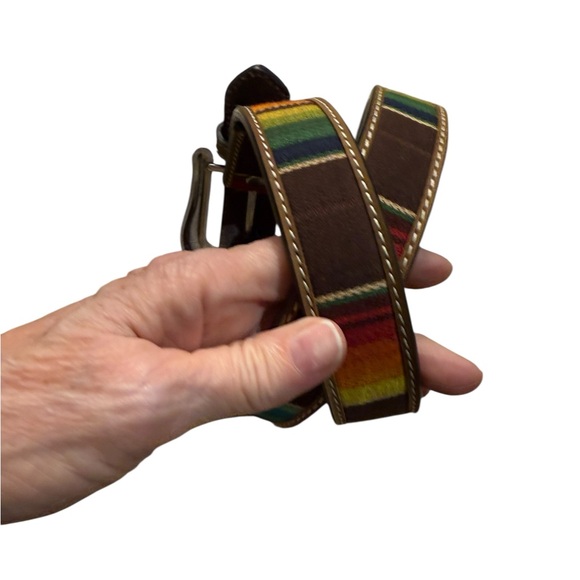 Nocona Belt Size 28 Serape Western Belt with Silver Buckle - Picture 3 of 8
